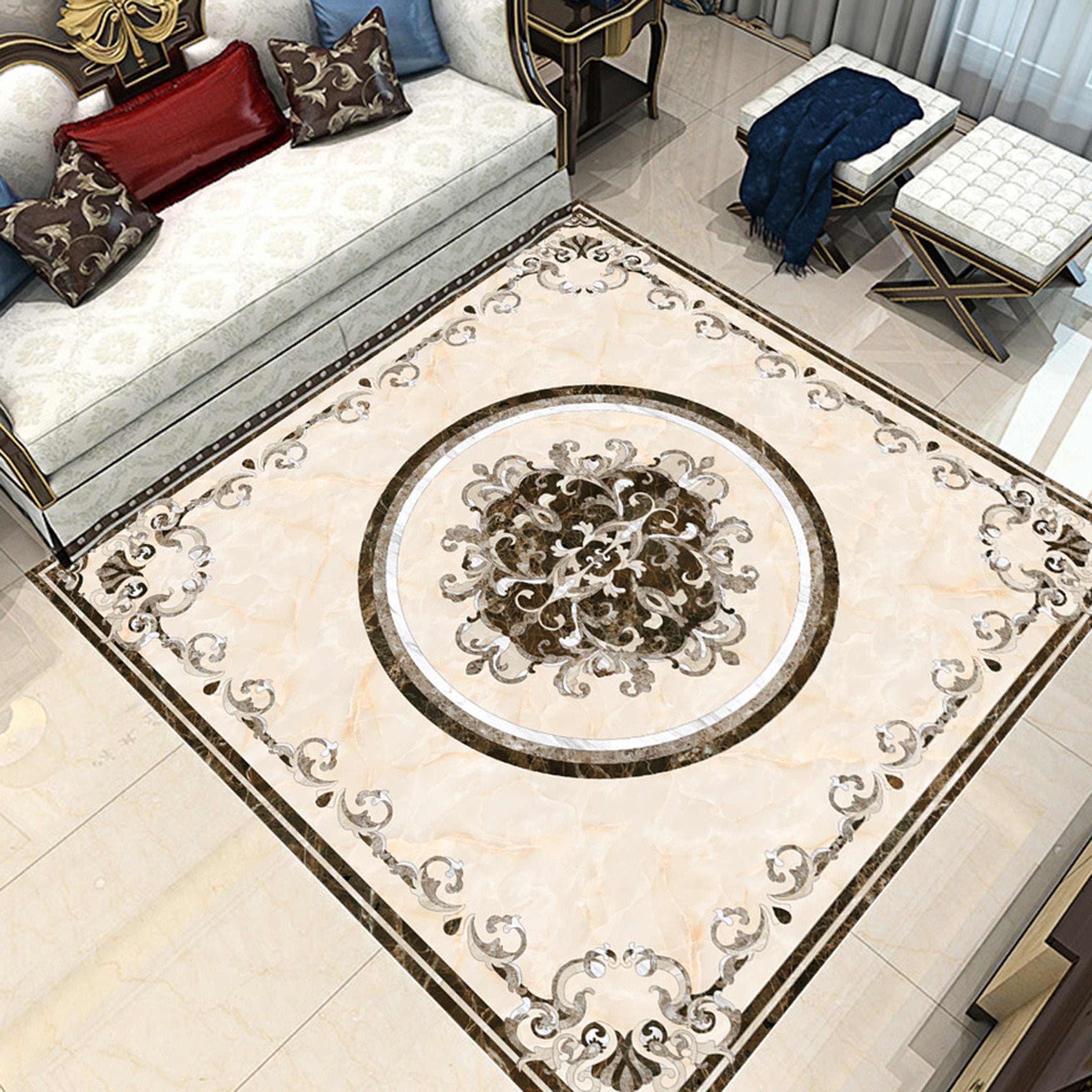 3D Black Pattern WG123 Floor Mural Wallpaper AJ Wallpaper 2