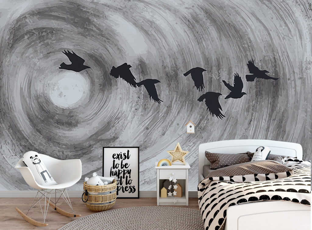 3D Crow Flying WG157 Wall Murals