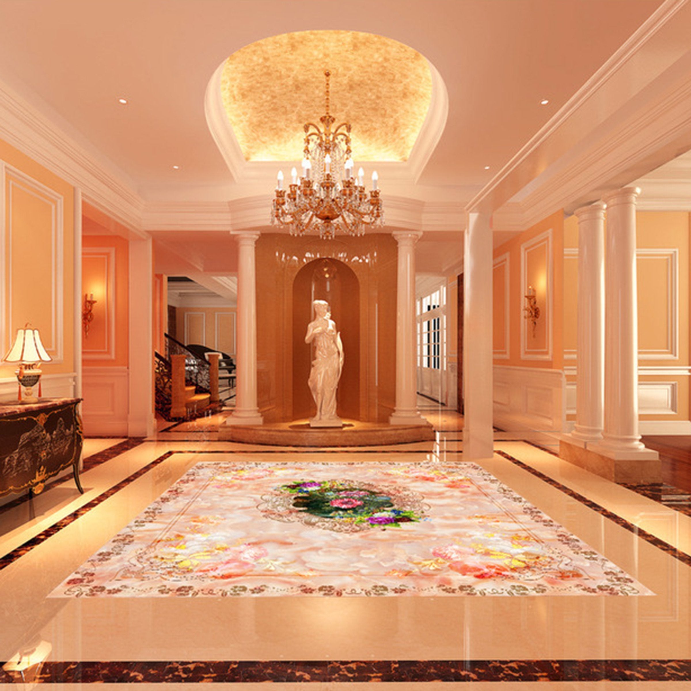 3D Flower Pattern WG136 Floor Mural Wallpaper AJ Wallpaper 2