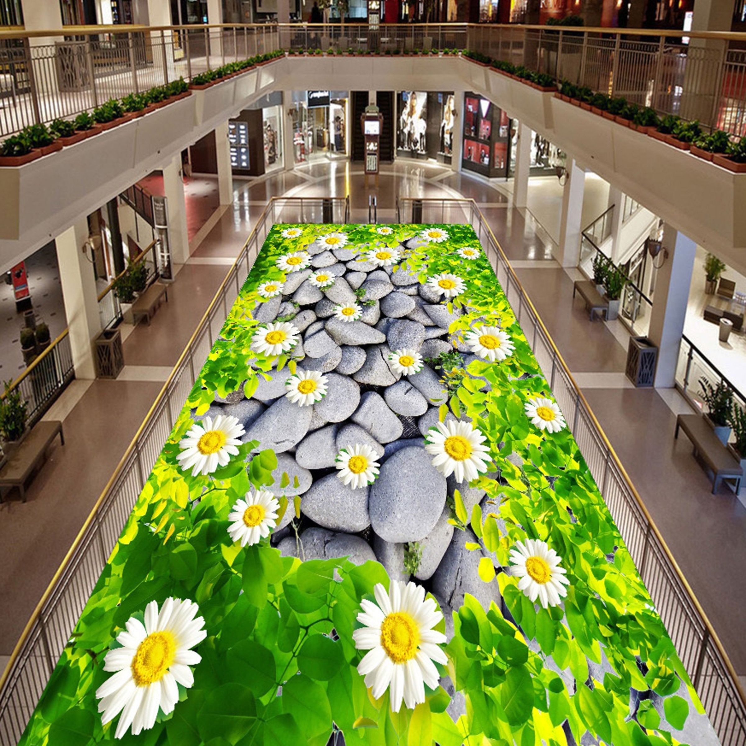 3D Flower Stone WG360 Floor Mural Wallpaper AJ Wallpaper 2