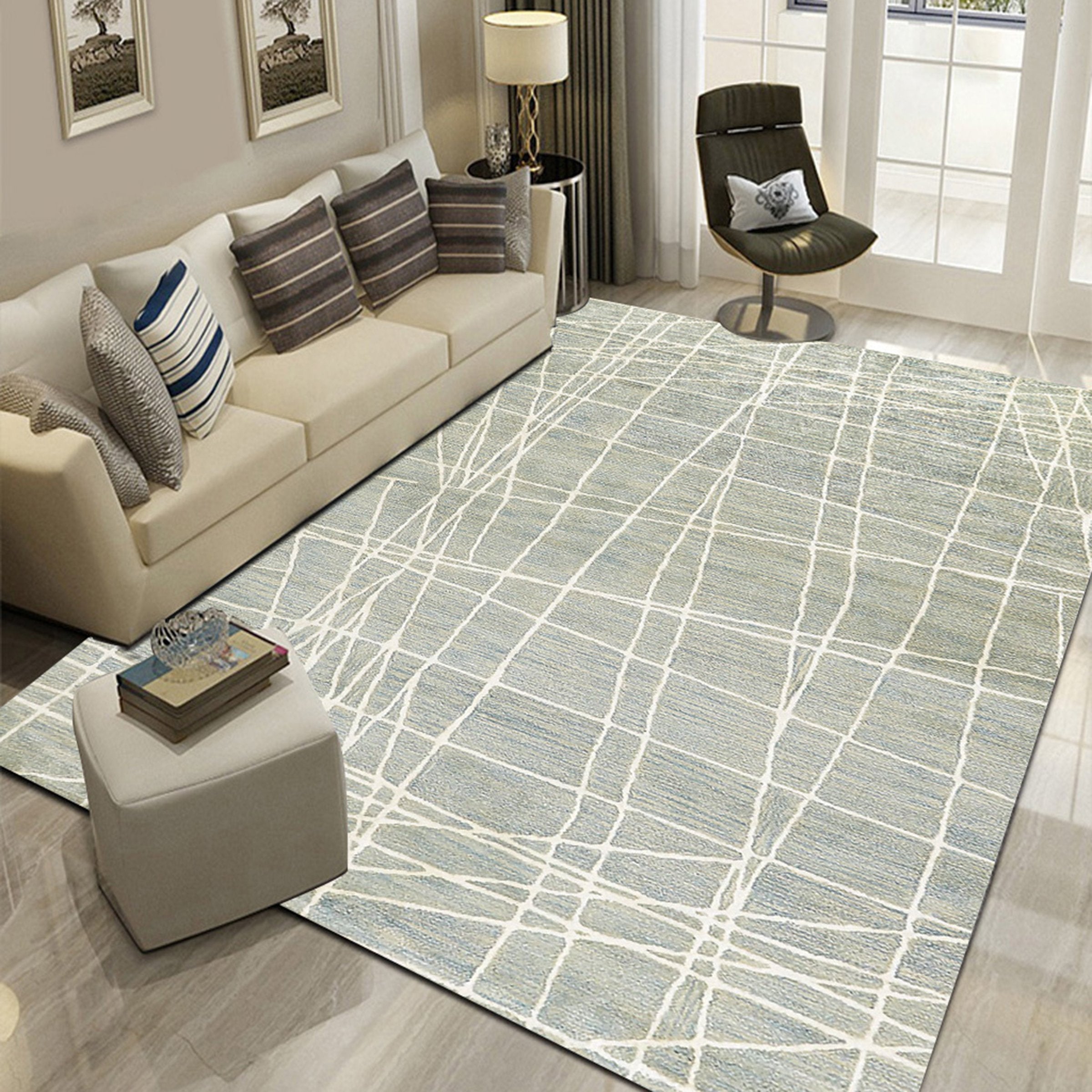 3D Light Green Stripes WG045 Non Slip Rug Mat Mat AJ Creativity Home