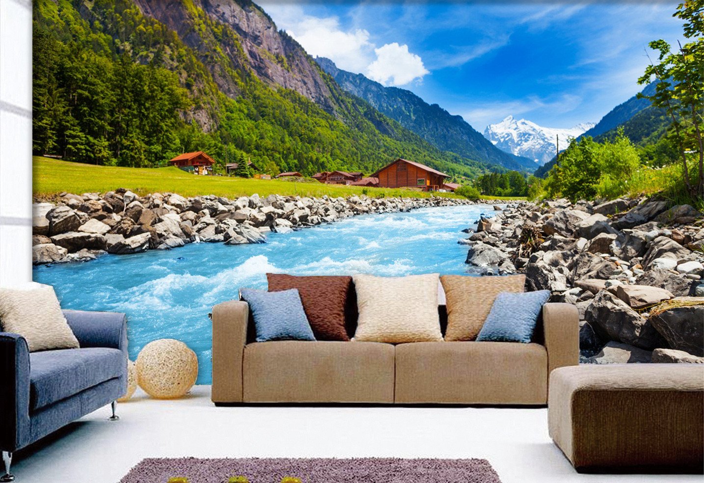 3D River Stone Mountain 647 Wallpaper AJ Wallpaper