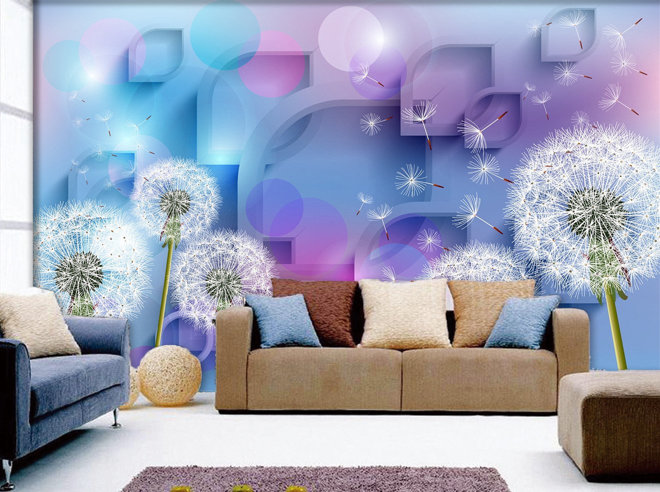 3D White Dandelion 464 Wallpaper AJ Wallpaper