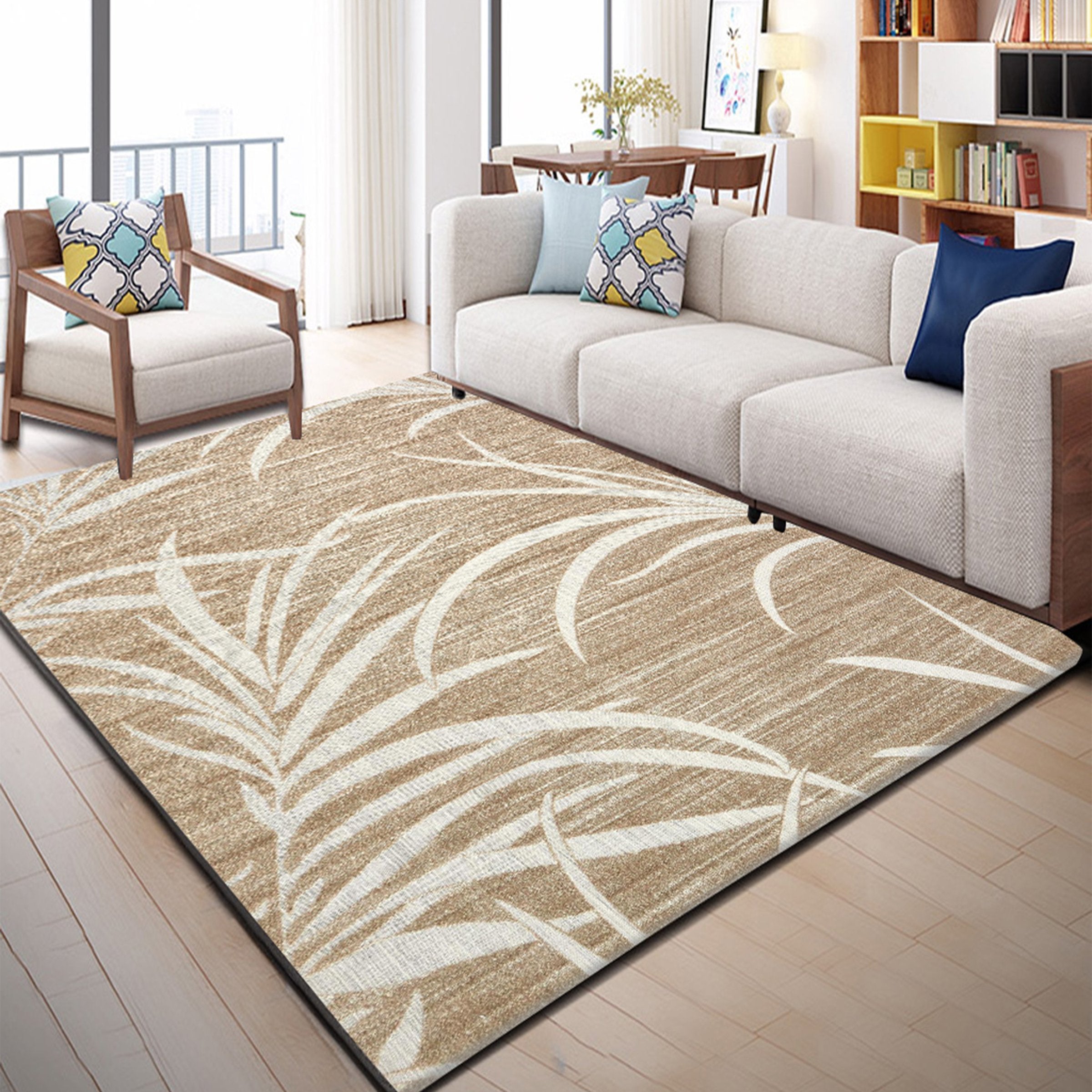 3D White Leaves WG172 Non Slip Rug Mat Mat AJ Creativity Home