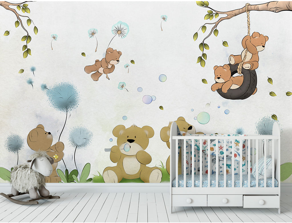 3D Dandelion Bear WG329 Wall Murals