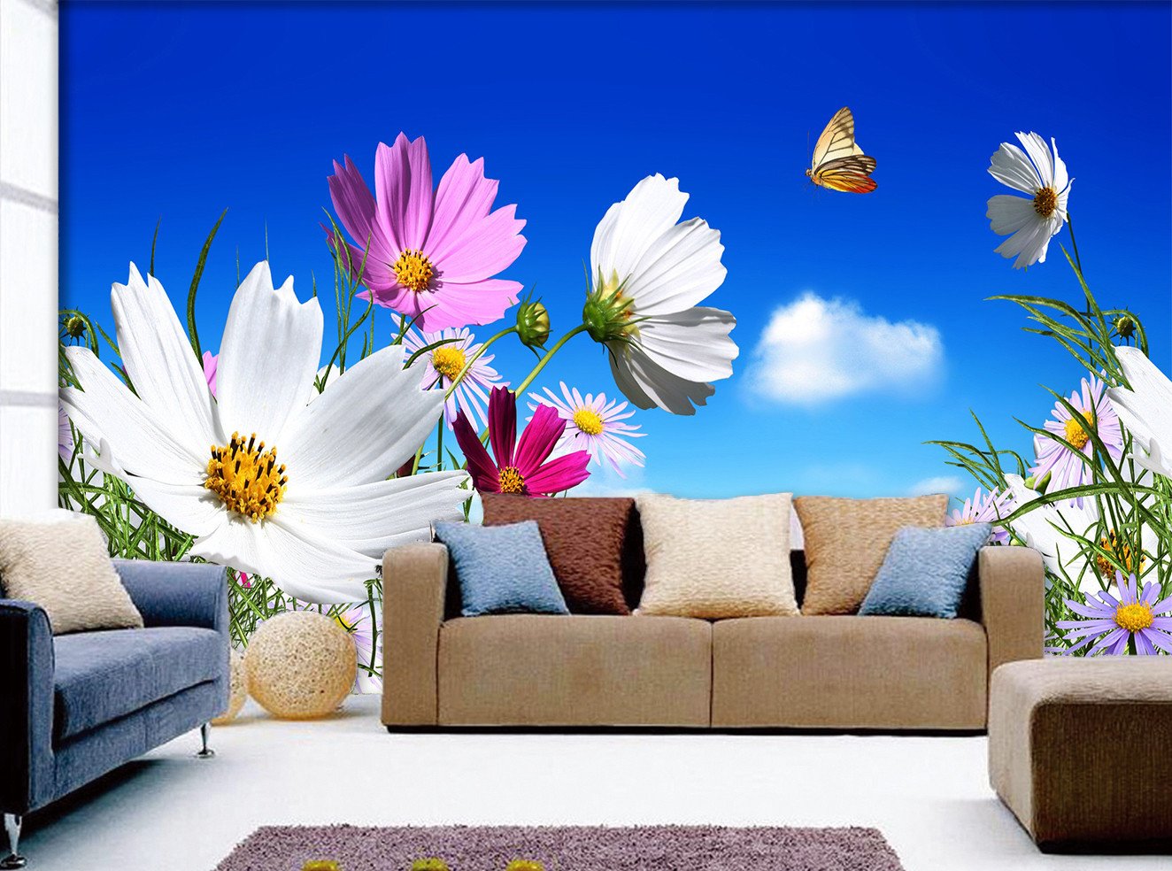 3D Flower And Butterfly 9 Wallpaper AJ Wallpaper
