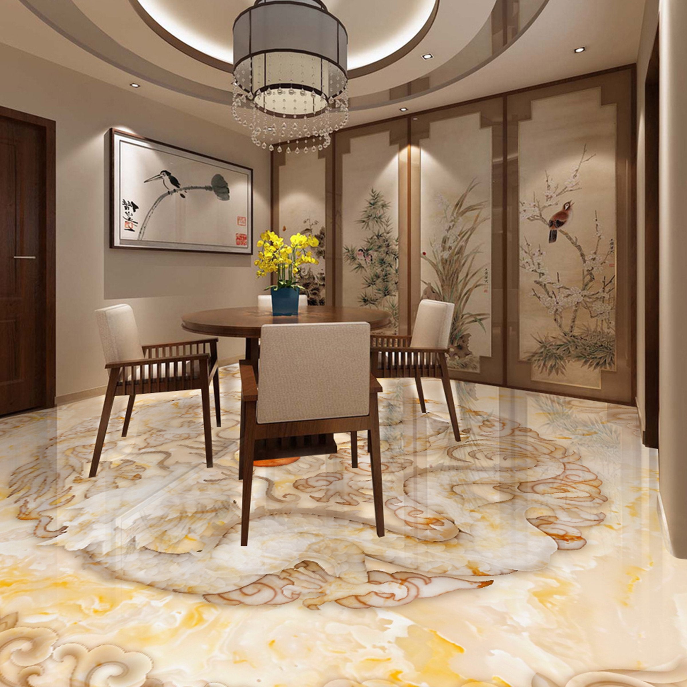 3D Yellow Pattern WG047 Floor Mural Wallpaper AJ Wallpaper 2