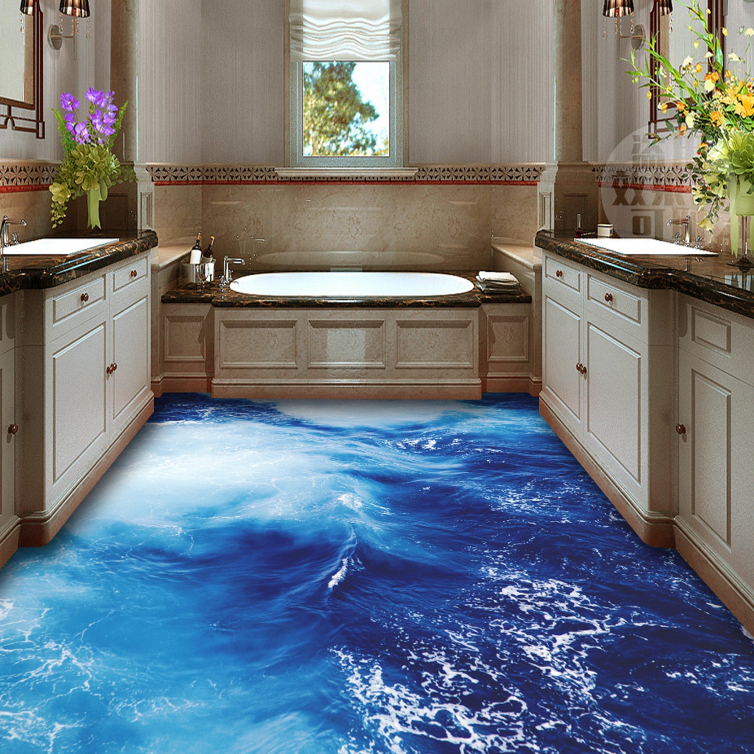 3D Blue Sea Water WG299 Floor Mural Wallpaper AJ Wallpaper 2