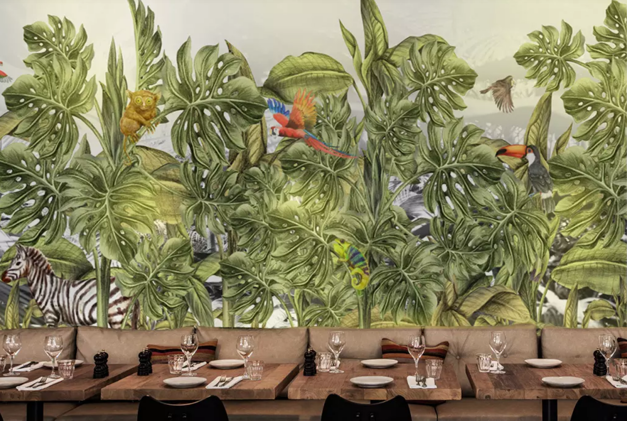 3D Green Leaf Monkey Parrot 425 Wallpaper AJ Wallpaper 2