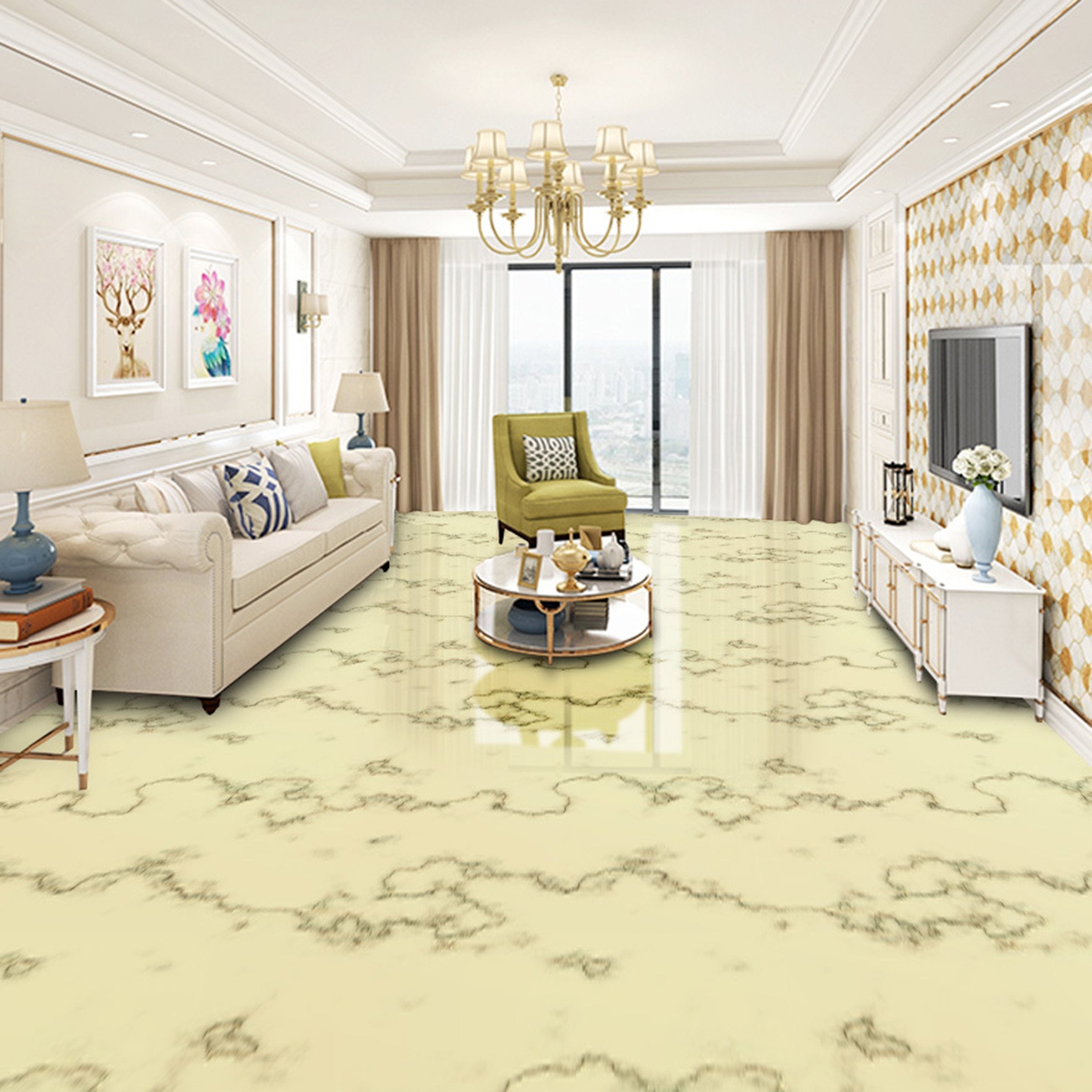 3D Black And Yellow Stripes WG667 Floor Mural Wallpaper AJ Wallpaper 2