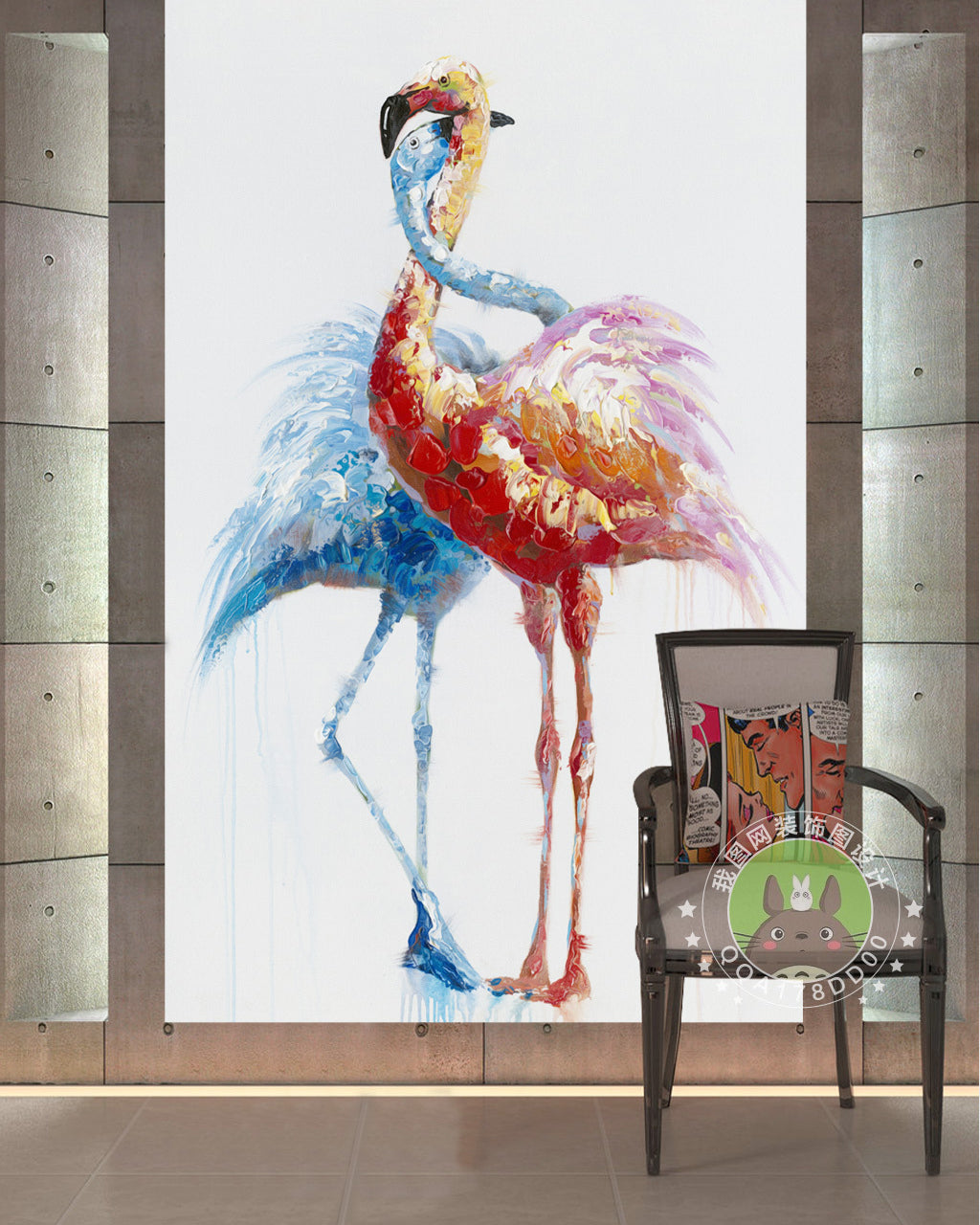 3D Flamingo White WG160 Wall Murals