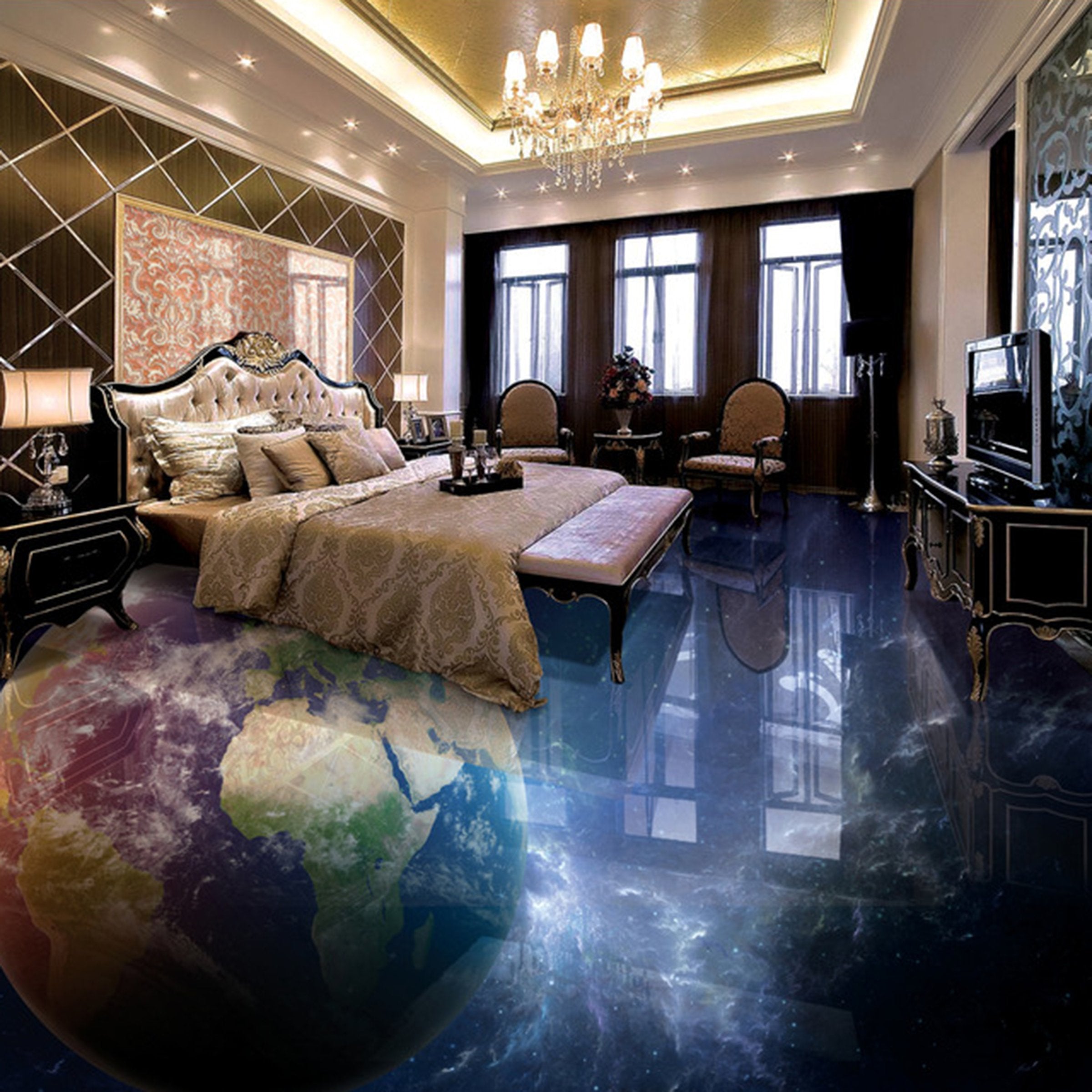 3D Blue Planet WG296 Floor Mural Wallpaper AJ Wallpaper 2