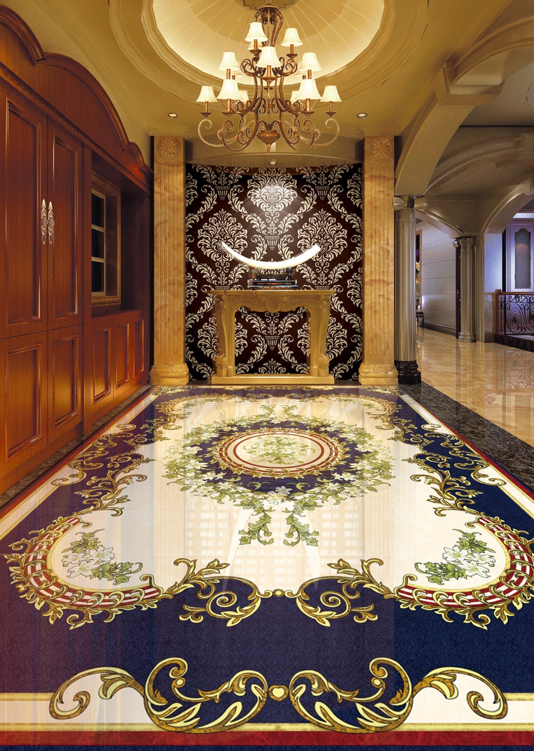 3D Black Pattern WG080 Floor Mural Wallpaper AJ Wallpaper 2