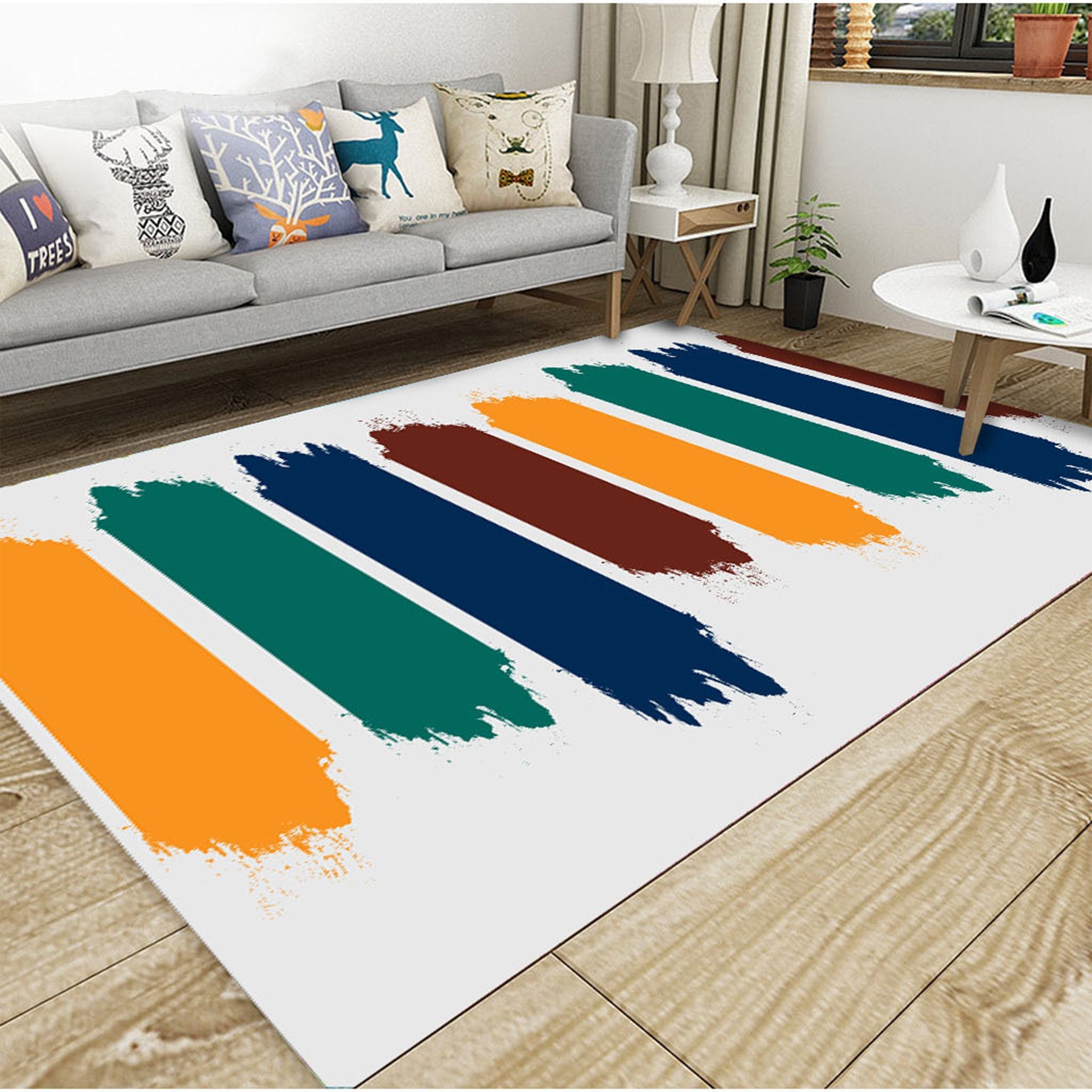 3D Colored Lines WG112 Non Slip Rug Mat Mat AJ Creativity Home