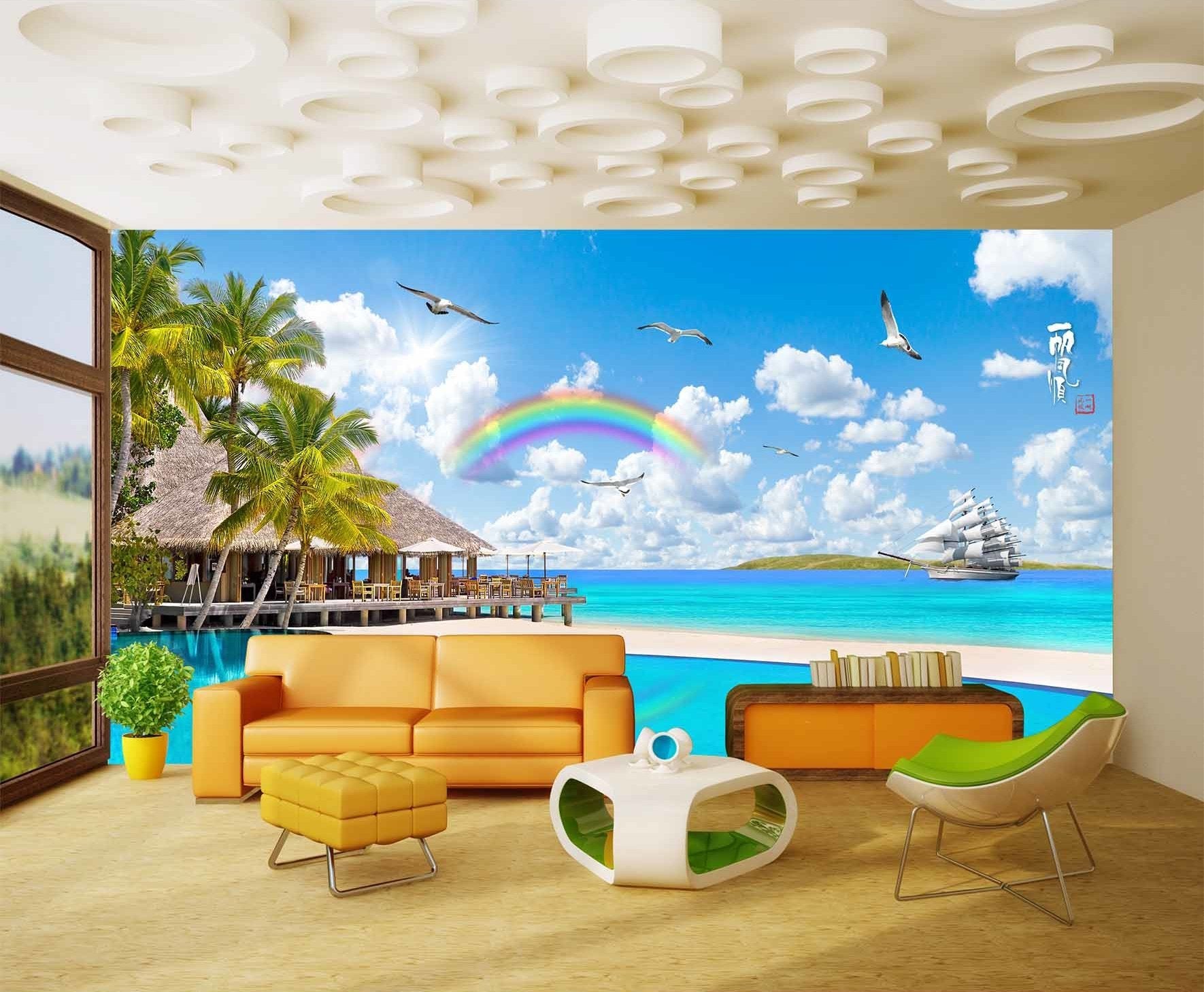 3D Rainbow With Seascape 295 Wallpaper AJ Wallpaper