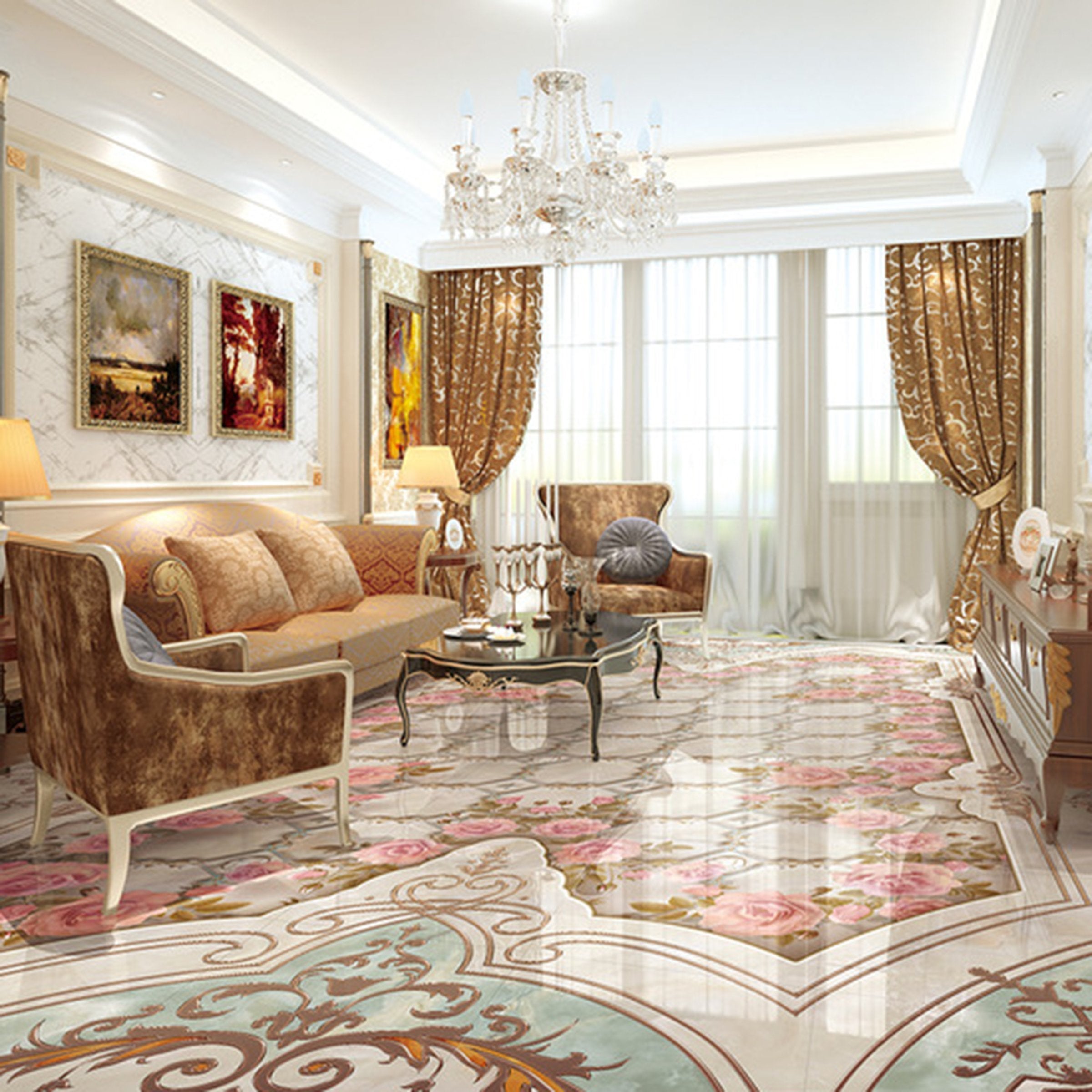3D Pink Rose WG285 Floor Mural Wallpaper AJ Wallpaper 2