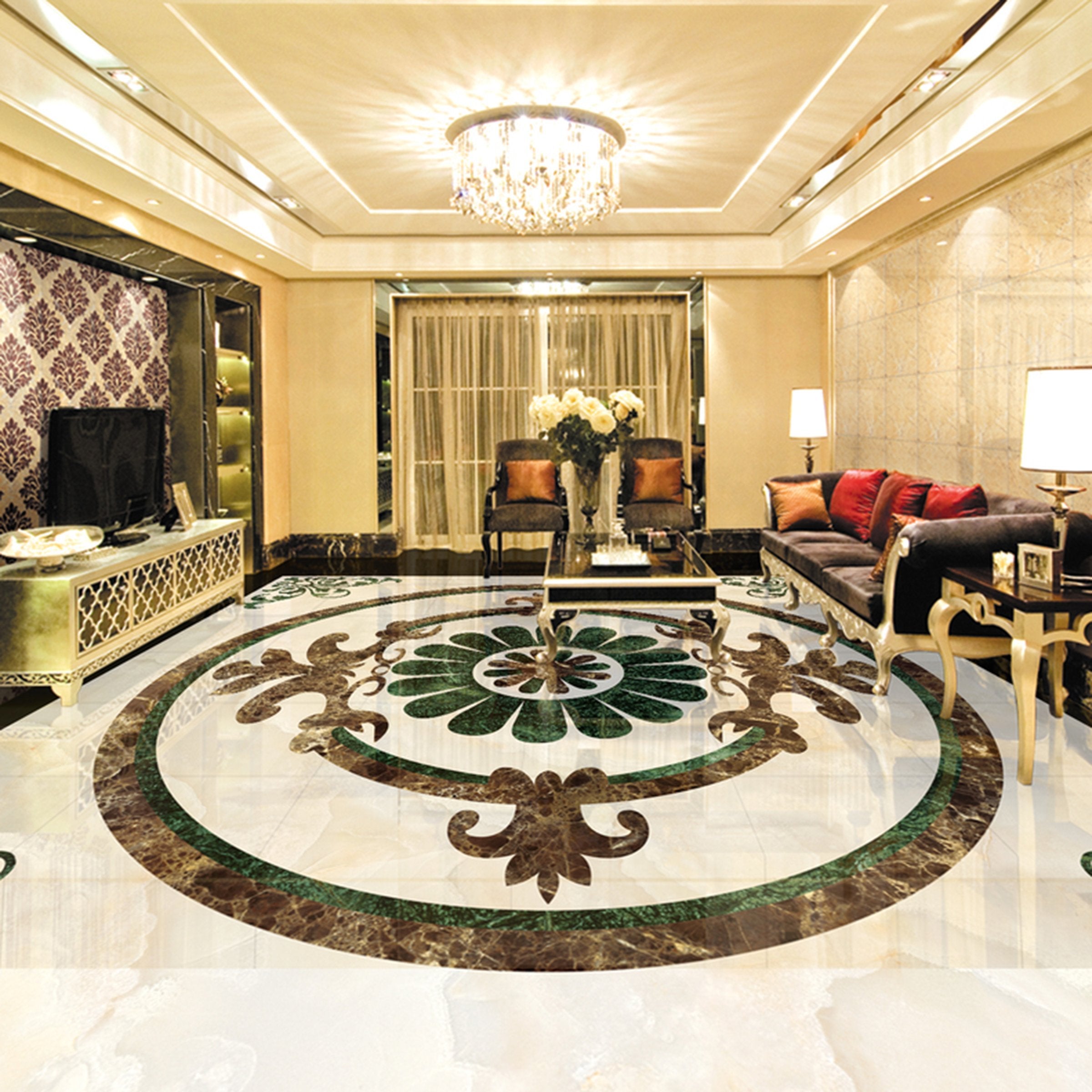 3D Round Black Pattern WG359 Floor Mural Wallpaper AJ Wallpaper 2