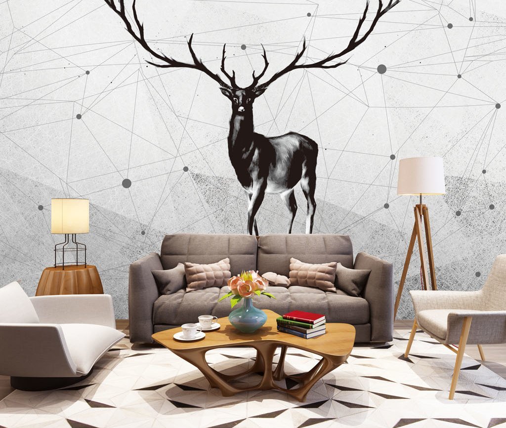 3D Grey Deer 530 Wall Murals Wallpaper AJ Wallpaper 2