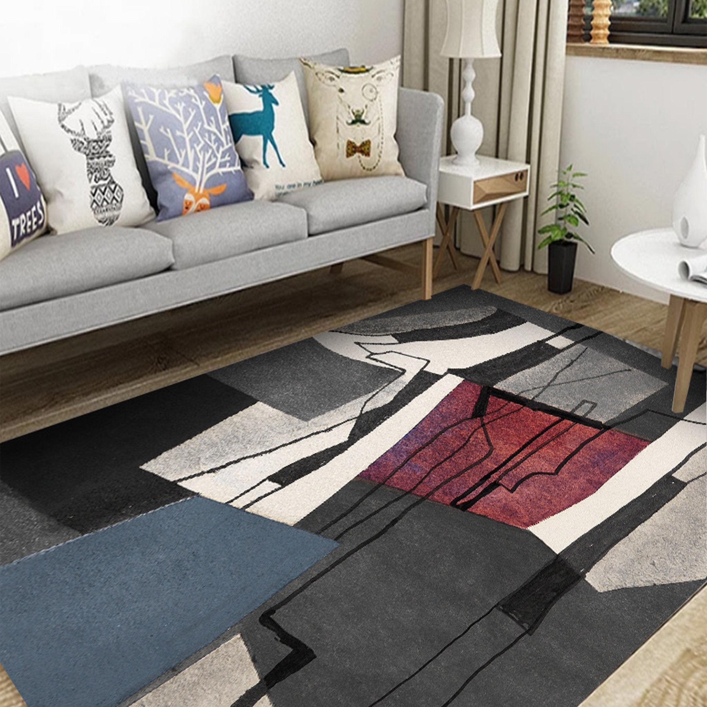 3D Color Geometry WG130 Non Slip Rug Mat Mat AJ Creativity Home