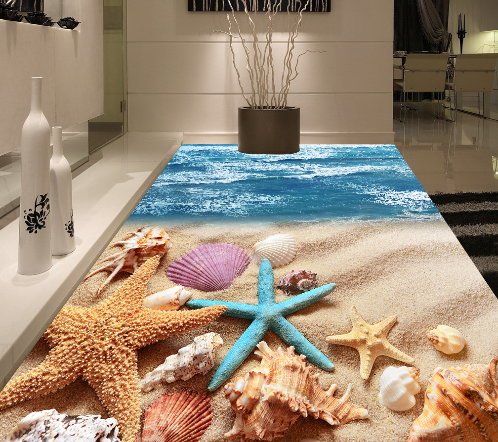 3D Beach Shells 572 Floor Mural Wallpaper Murals Rug & Mat Print Epoxy waterproof bath floor