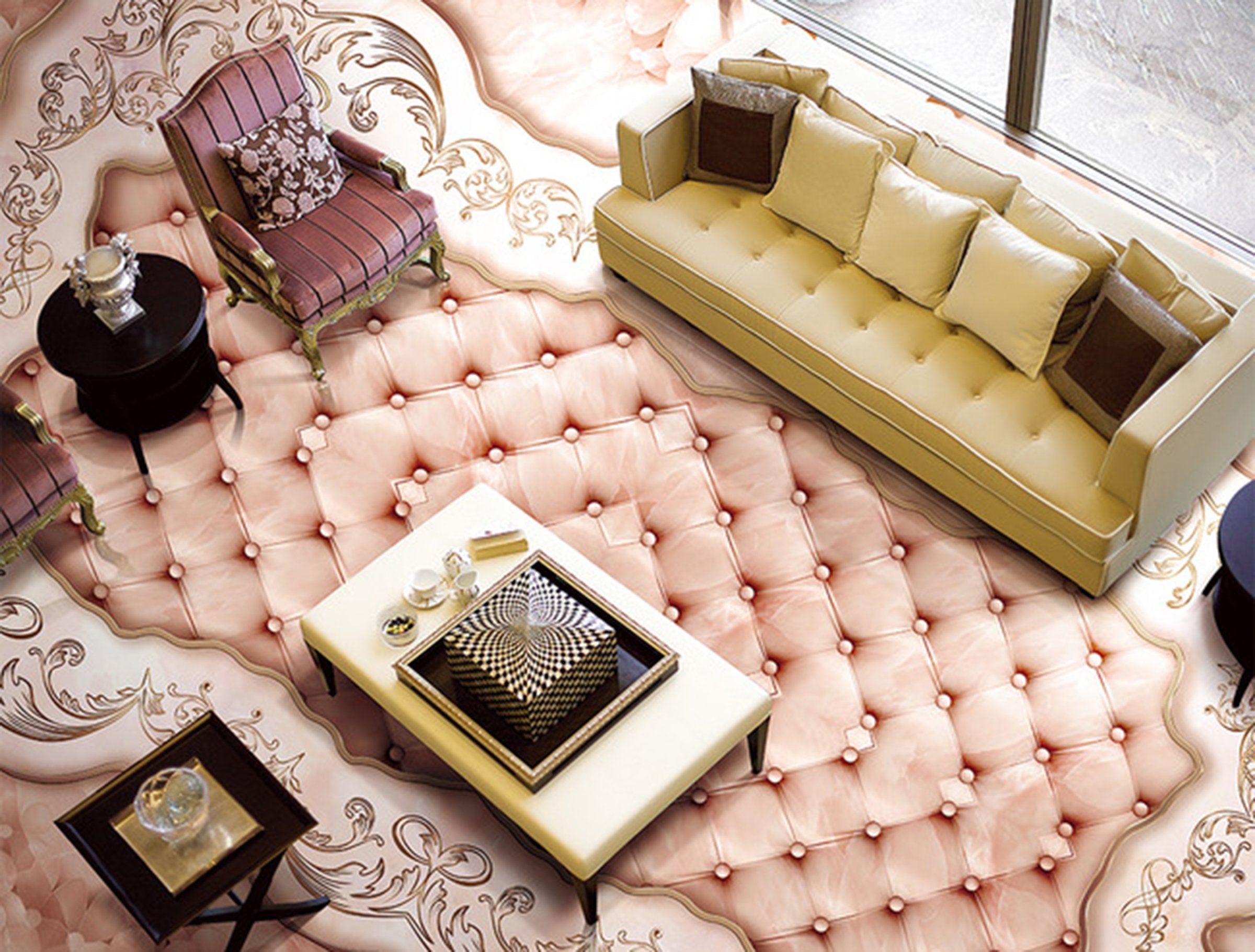 3D Pink Lace WG026 Floor Mural Wallpaper AJ Wallpaper 2
