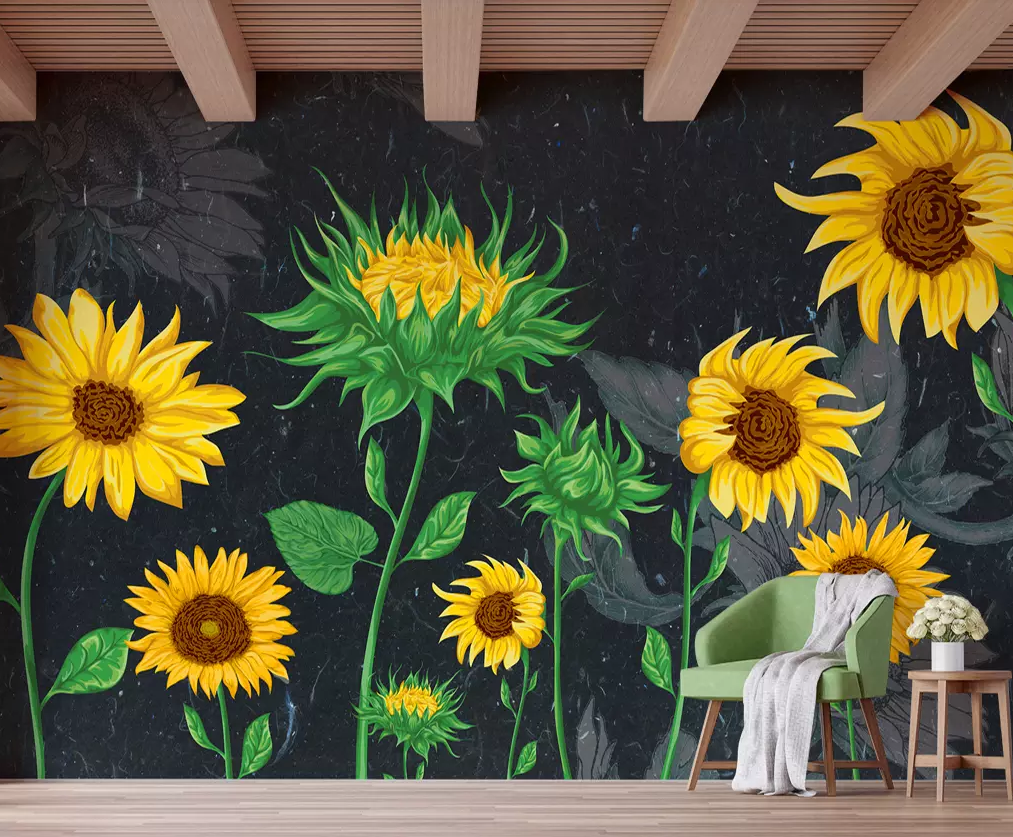 3D Oil Painting Sunflower 306 Wallpaper AJ Wallpaper 2