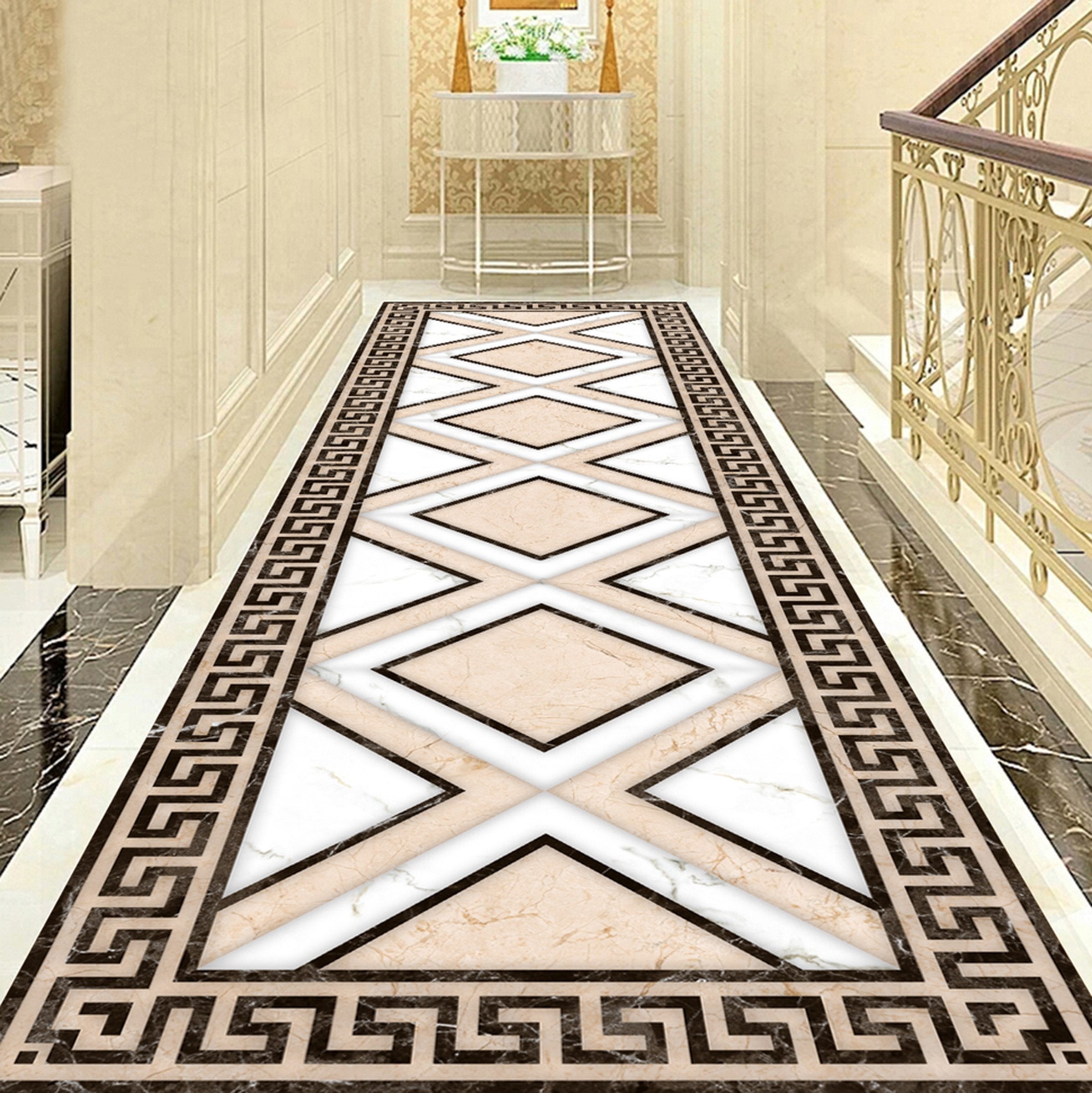 3D Black And White Diamond WG562 Floor Mural Wallpaper AJ Wallpaper 2