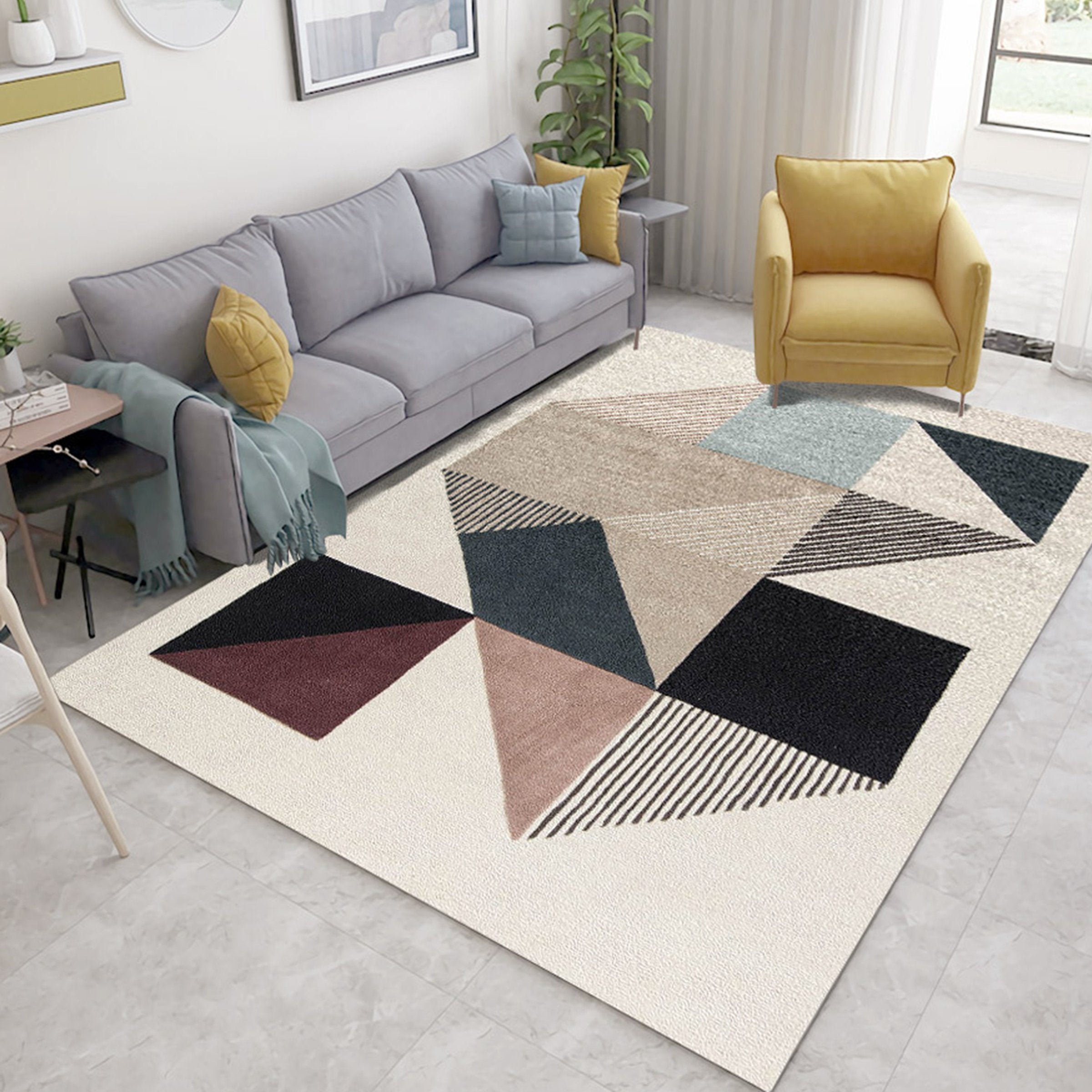 3D Gray Geometry WG032 Non Slip Rug Mat Mat AJ Creativity Home