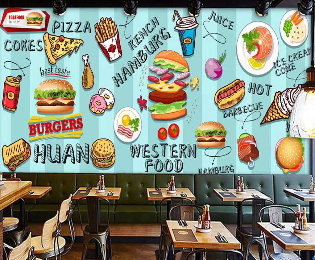 3D Hamburger Pizza Cola 214 Wallpaper AJ Wallpaper 2