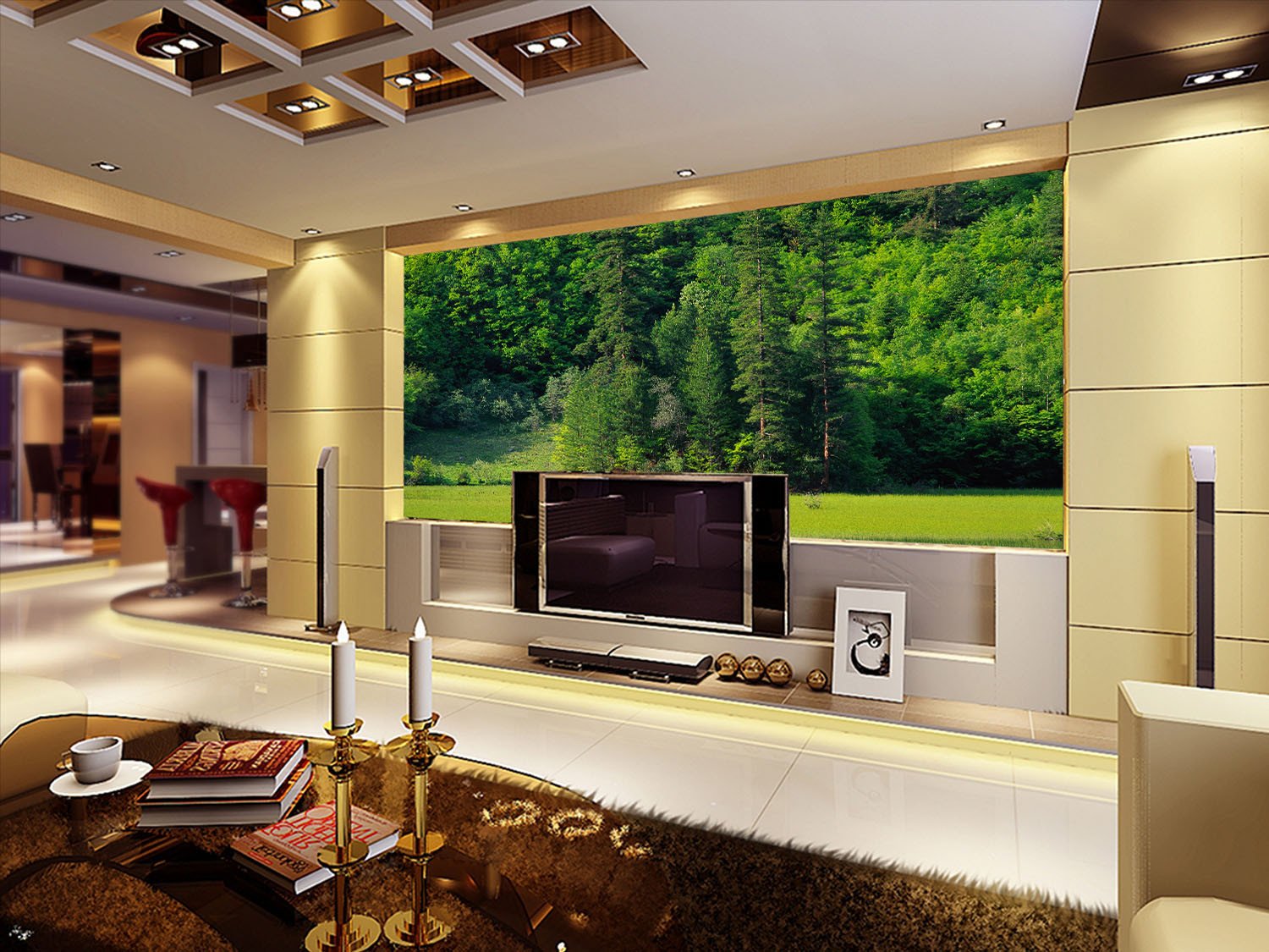 Green Lawn And Mountains Wallpaper AJ Wallpaper