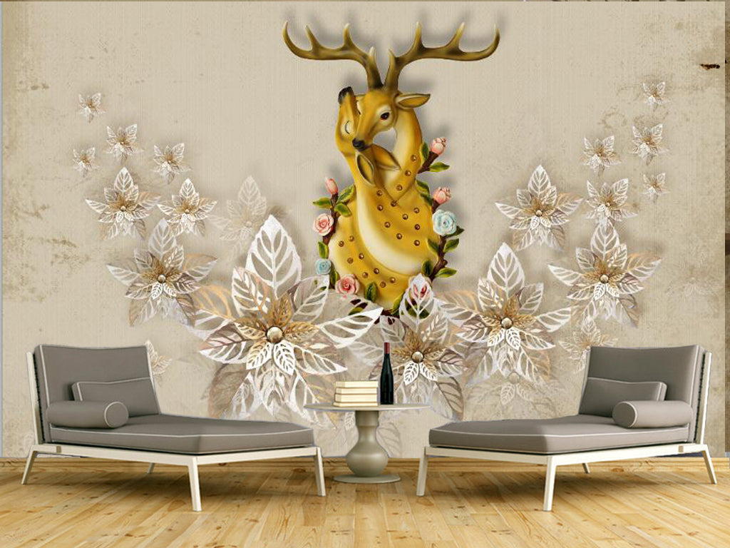 3D Yellow Deer WG324 Wall Murals