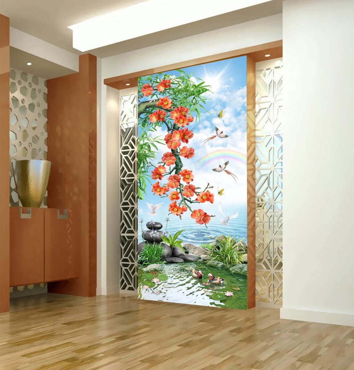 3D Rainbow Mandarin Duck 369 Wallpaper AJ Wallpaper