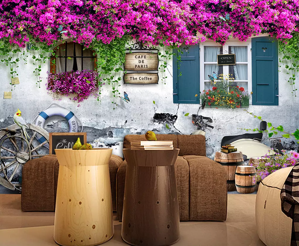 3D Vine Flower Window 198 Wallpaper AJ Wallpaper 2