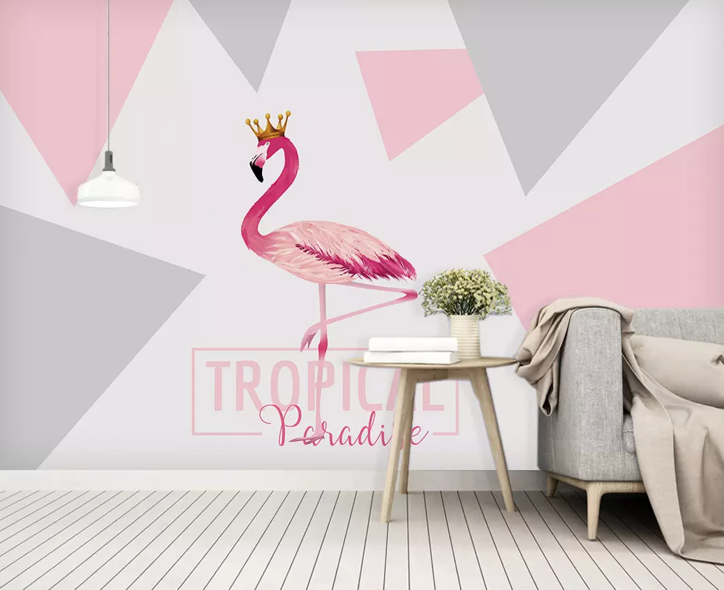 3D Square Flamingo Crown 293 Wallpaper AJ Wallpaper 2