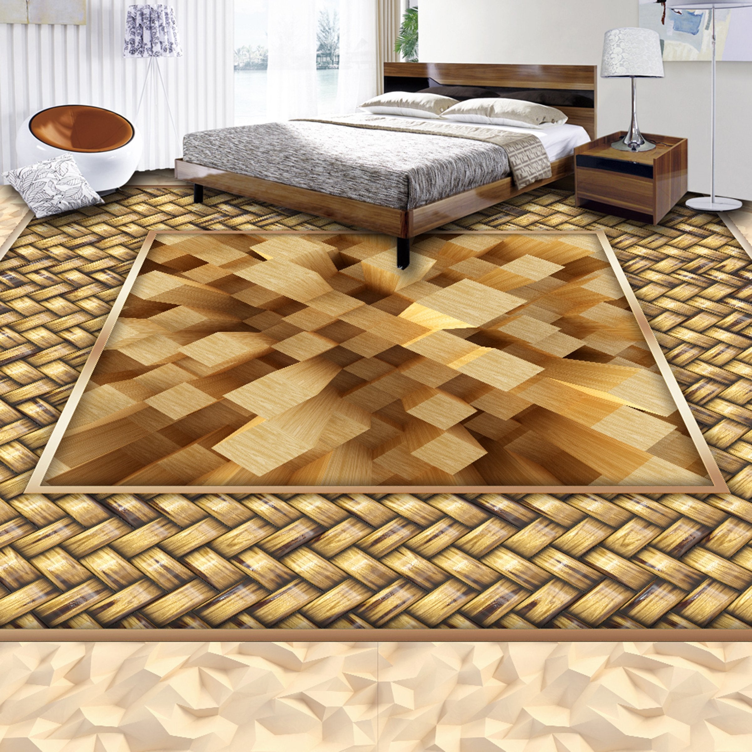 3D Yellow Wood WG142 Floor Mural Wallpaper AJ Wallpaper 2