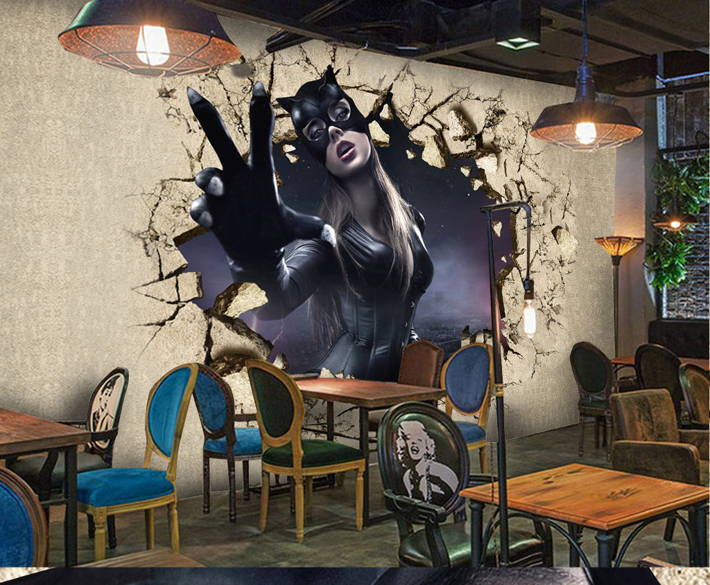 3D Masked Woman WG096 Wall Murals