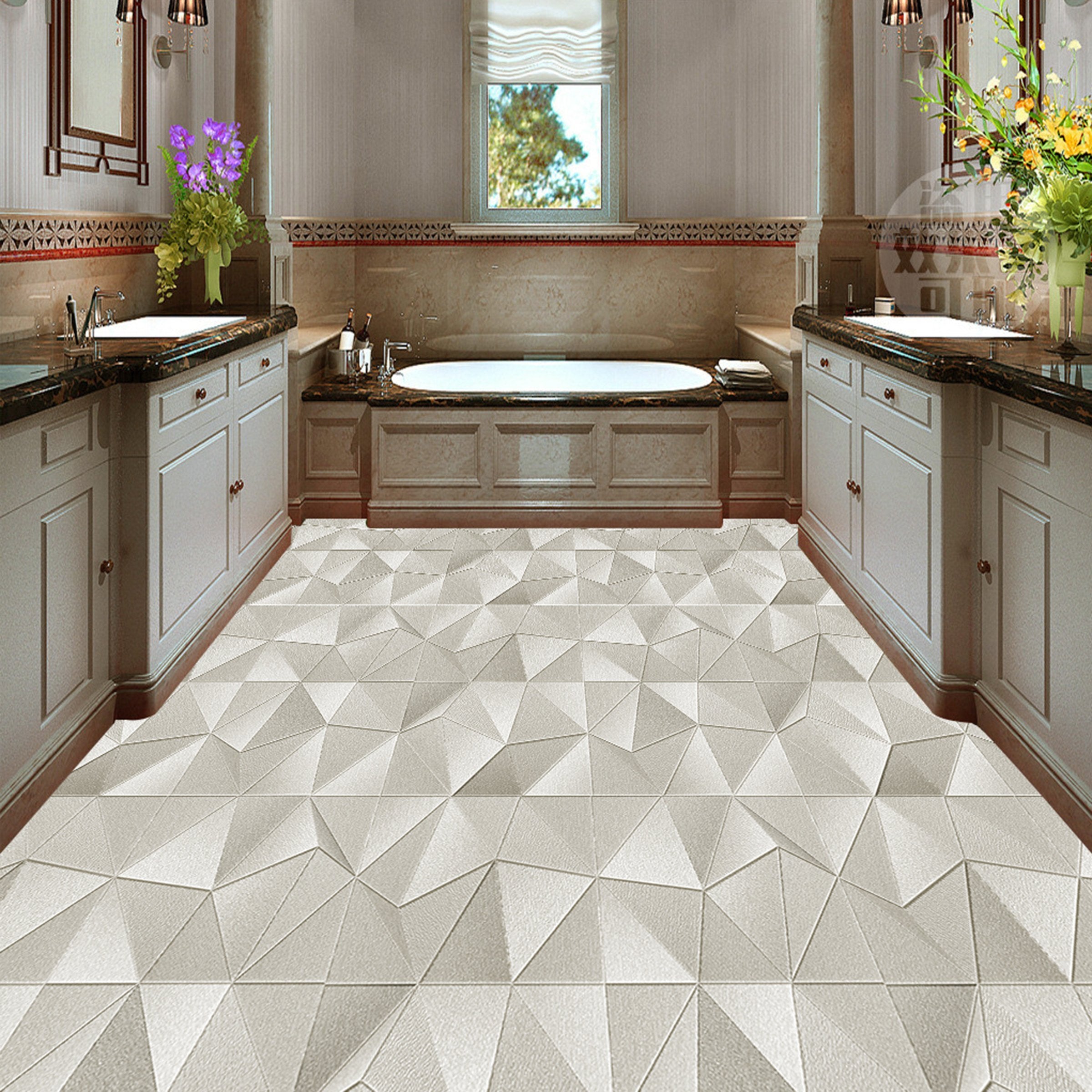 3D White Diamond WG171 Floor Mural Wallpaper AJ Wallpaper 2