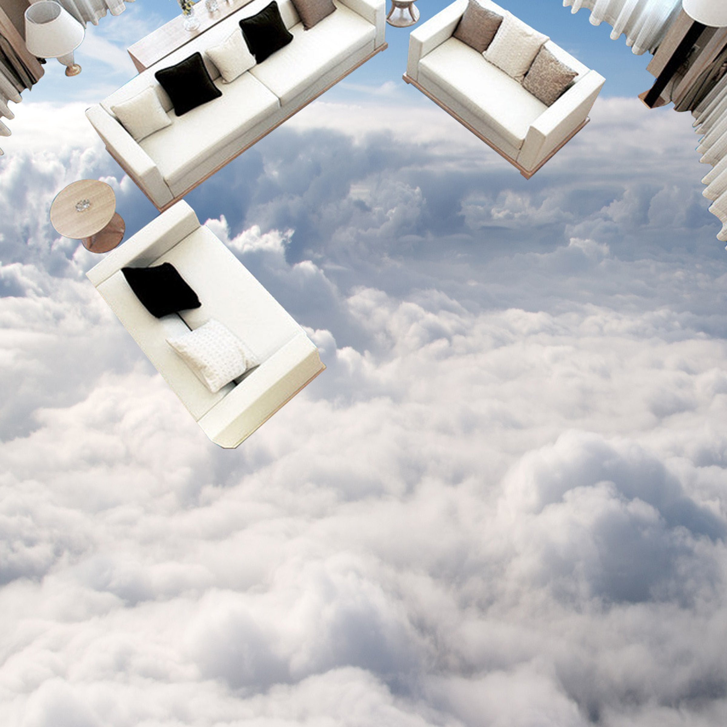 3D White Clouds WG304 Floor Mural Wallpaper AJ Wallpaper 2
