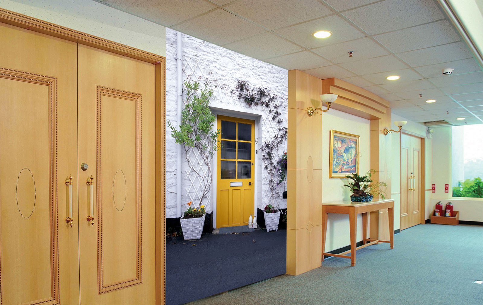 Door Potted Plants Wallpaper AJ Wallpaper