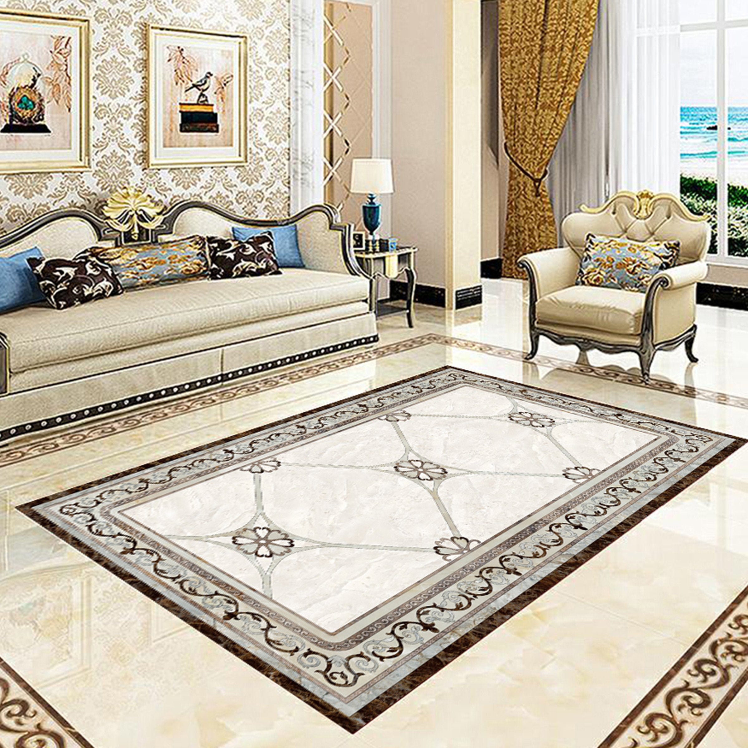 3D Black Pattern WG728 Floor Mural Wallpaper AJ Wallpaper 2