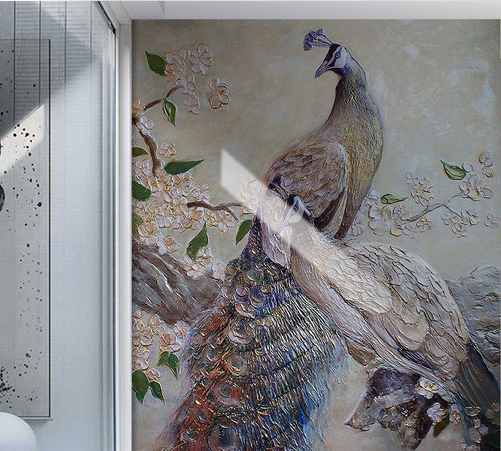 3D Leaf Peacock WG235 Wall Murals