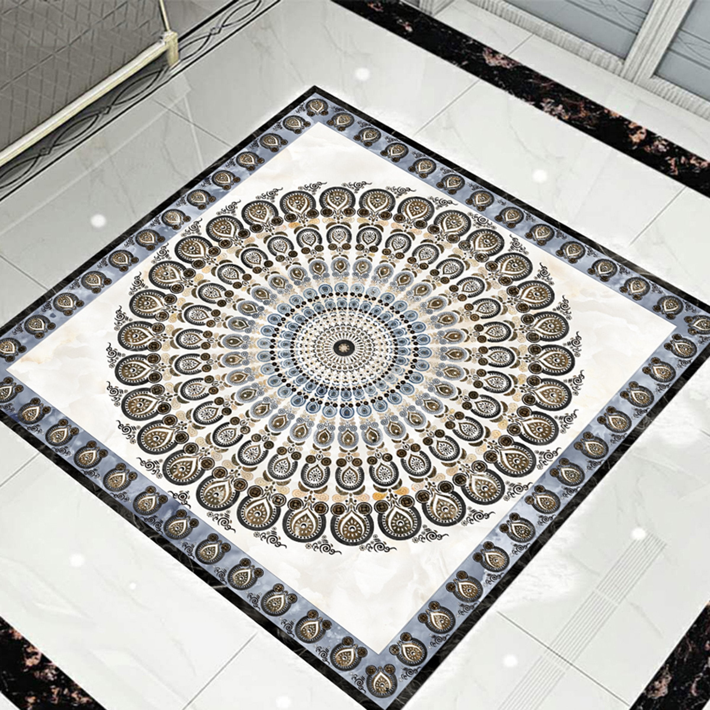 3D Circular Repeating Pattern WG736 Floor Mural Wallpaper AJ Wallpaper 2