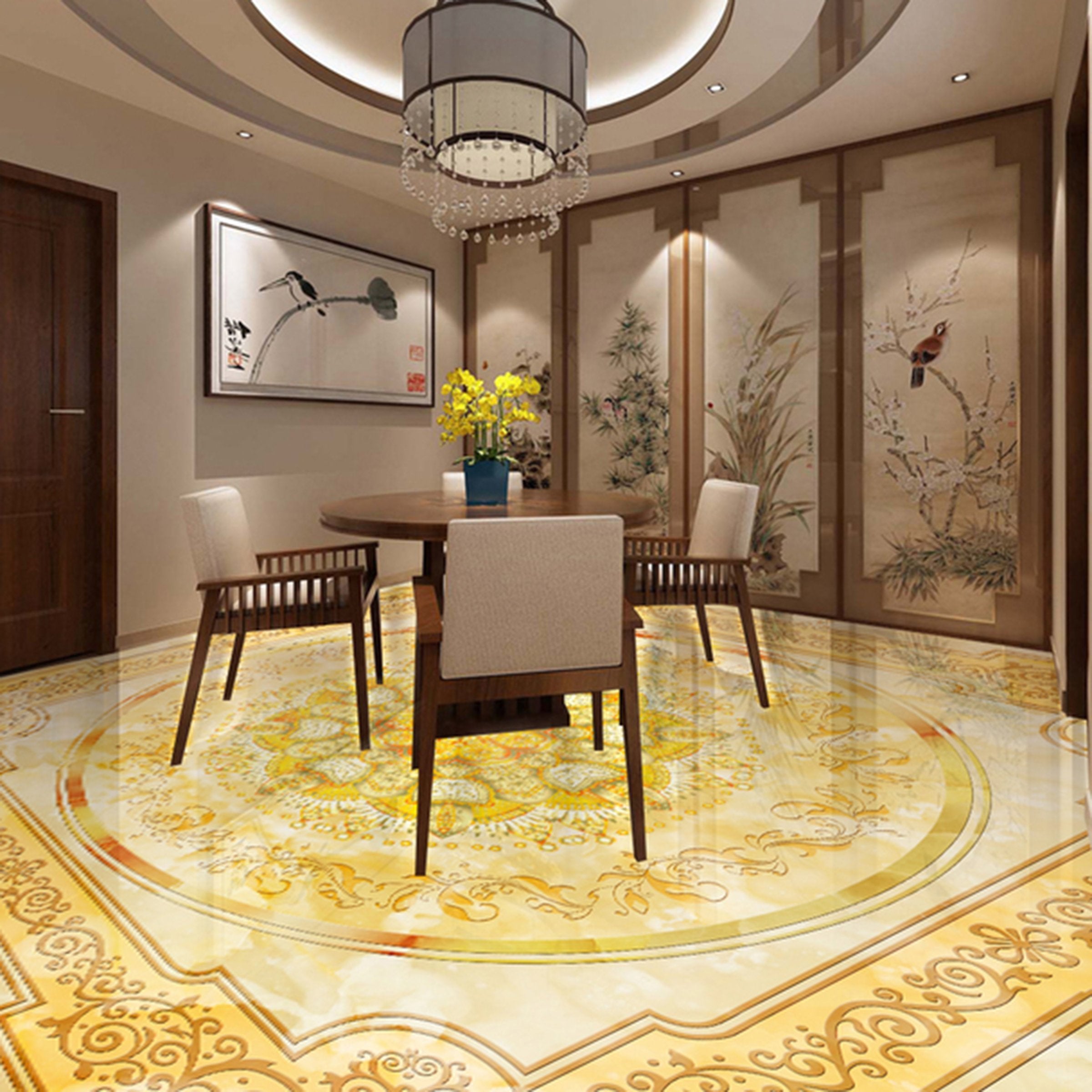 3D Golden Pattern WG294 Floor Mural Wallpaper AJ Wallpaper 2