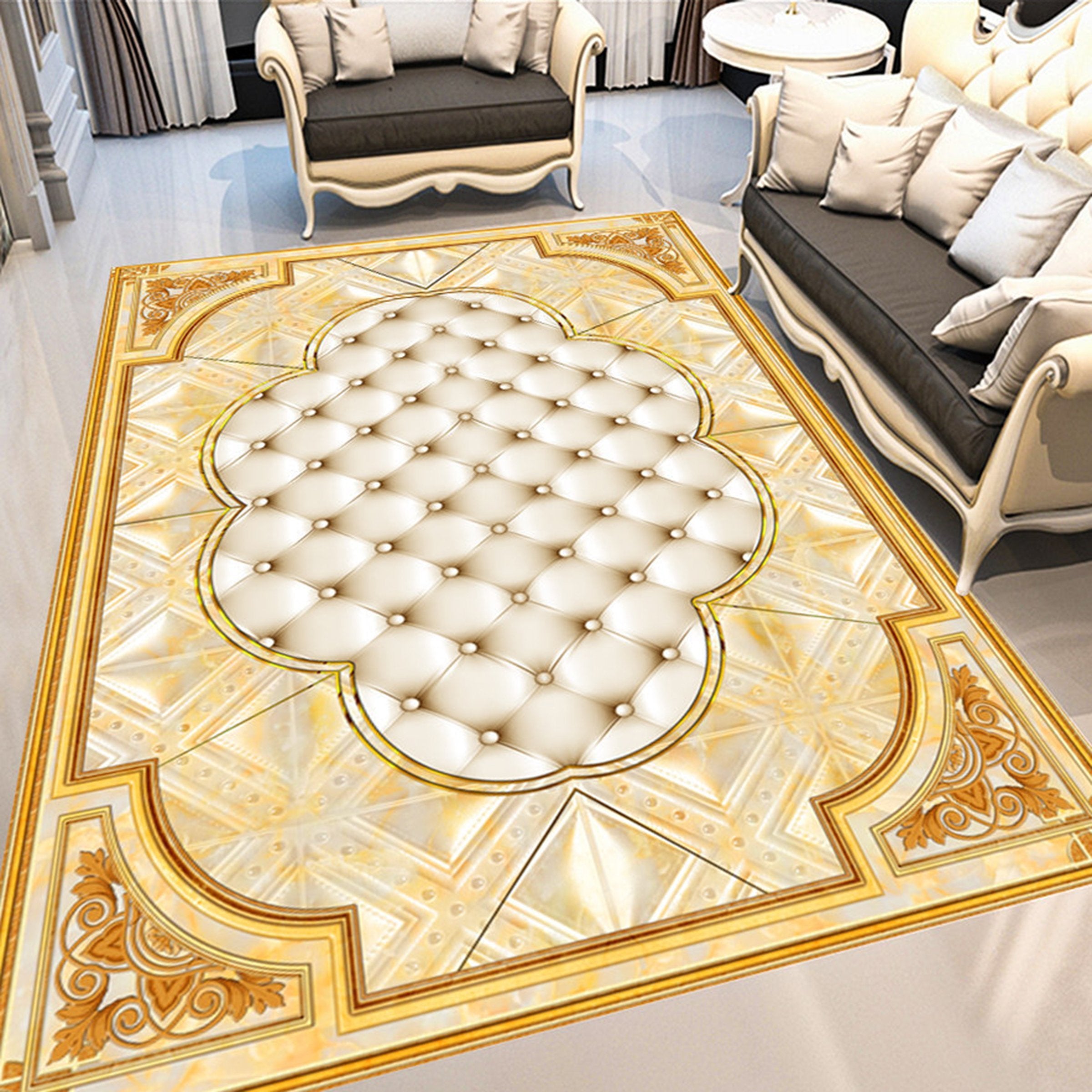 3D Golden Pattern WG464 Floor Mural Wallpaper AJ Wallpaper 2