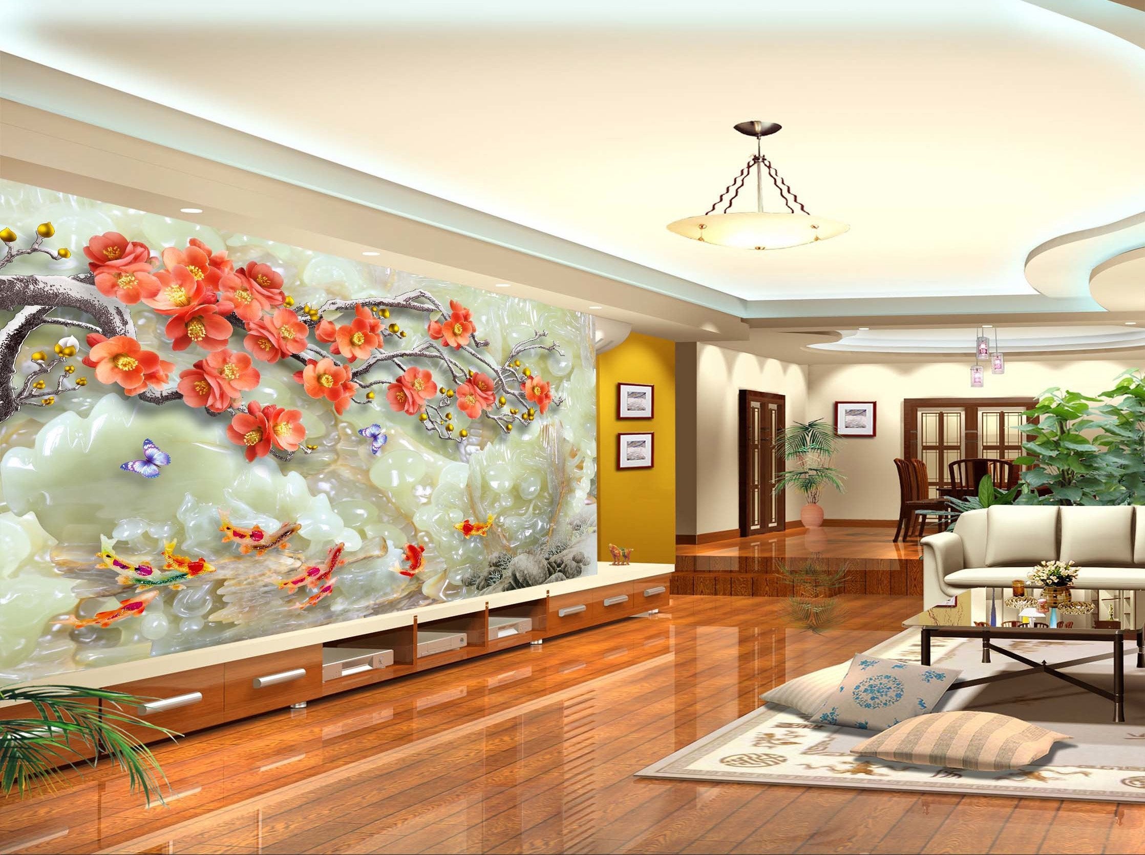 3D Jade Carving Pansy 305 Wallpaper AJ Wallpaper