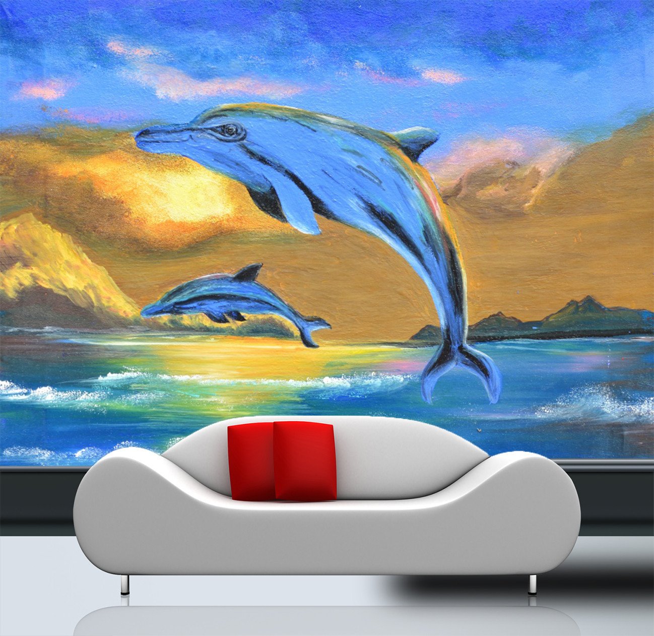 3D Happy Jumping Dolphin 744 Wallpaper AJ Wallpaper