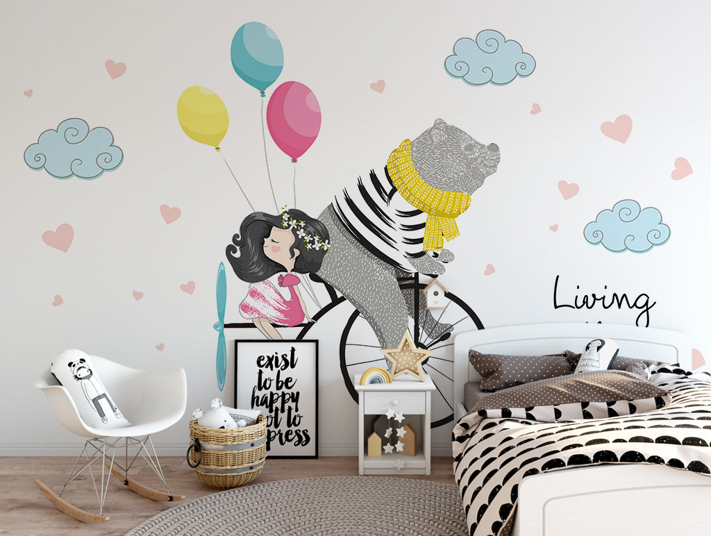 3D Balloon Bicycle WG465 Wall Murals