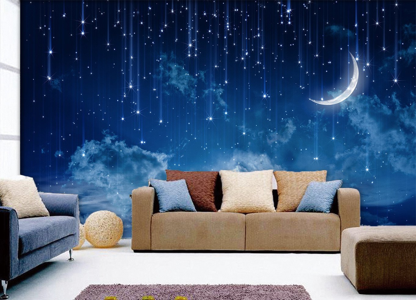3D Shinning Star Moon 982 Wallpaper AJ Wallpaper