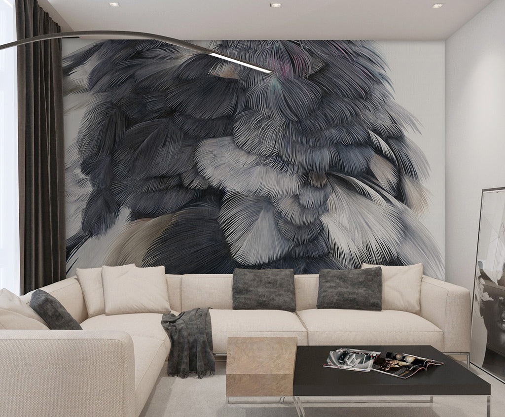 3D Black Fluff WG404 Wall Murals