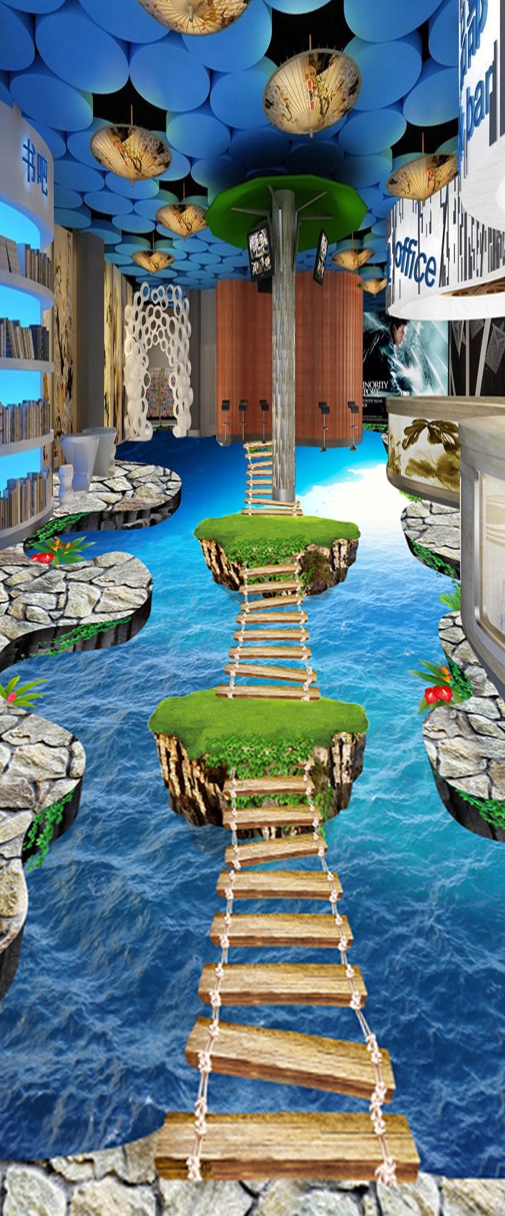 3D Wooden Bridge WG067 Floor Mural Wallpaper AJ Wallpaper 2